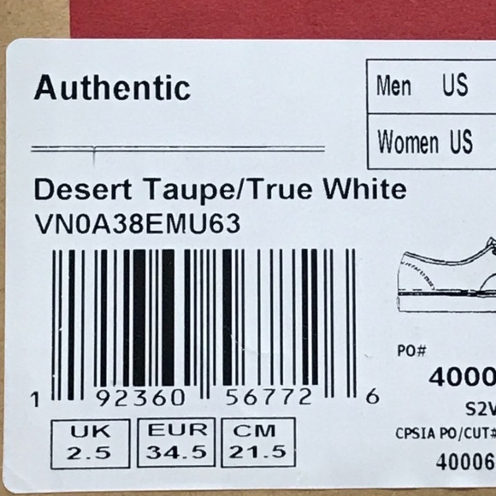 Vans Authentic Desert Taupe True White Shoes - Picture 9 of 9